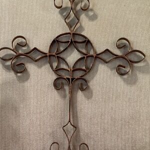 Rustic Brown Metal Wall Cross Decor